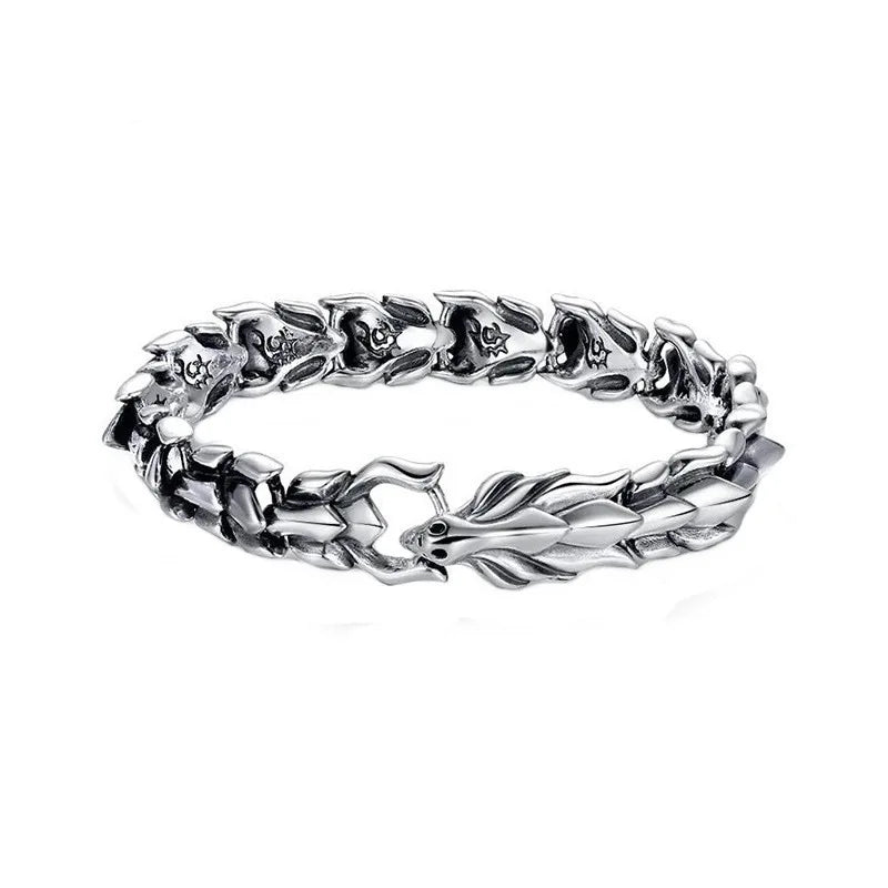 Silver Dragon Head  Bracelet