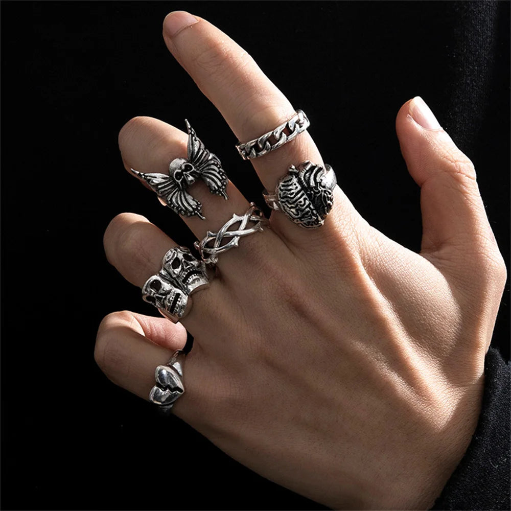 Gothic Skeleton Unisex Ring Set