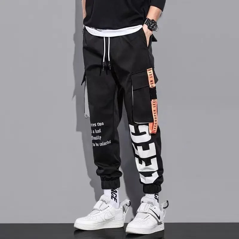 Male Slim Fit Spring Cargo Pants Multi-Pockets Trouser