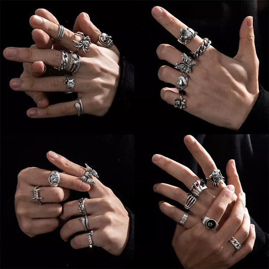 Gothic Skeleton Unisex Ring Set