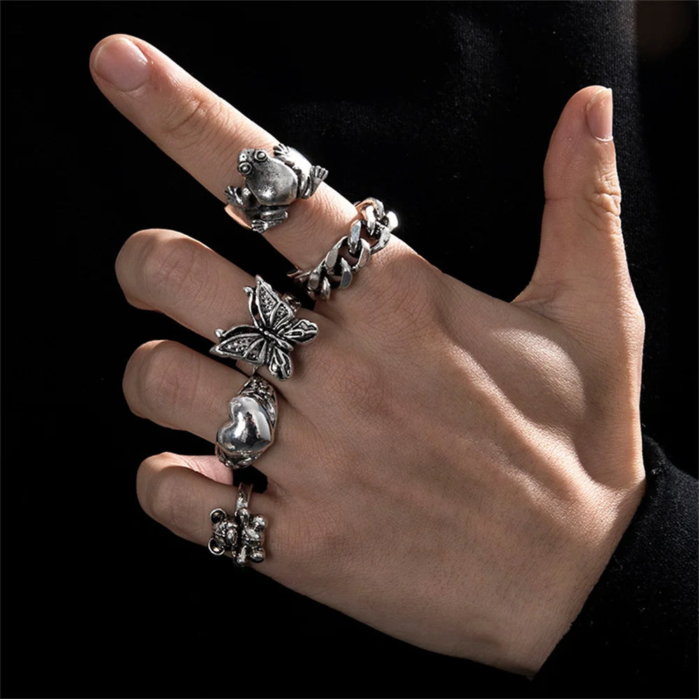 Gothic Skeleton Unisex Ring Set