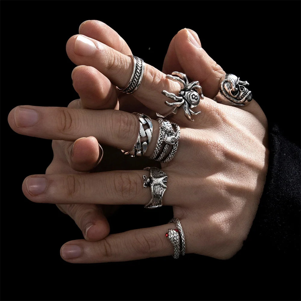 Gothic Skeleton Unisex Ring Set