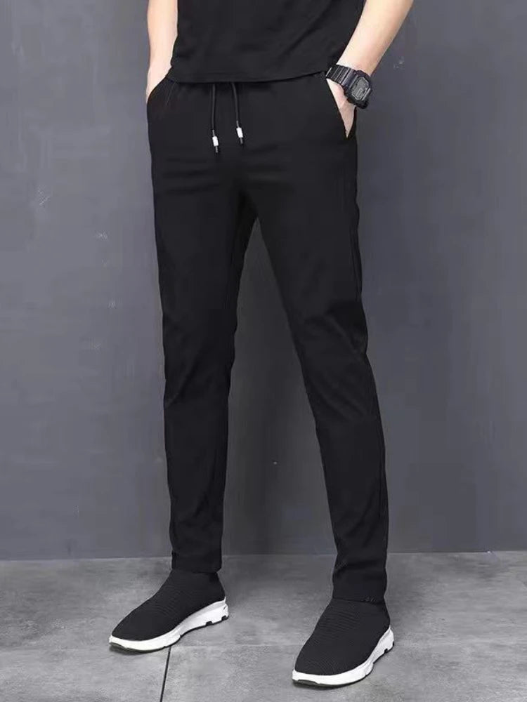 New Ice Silk Pants Men's Loose Straight