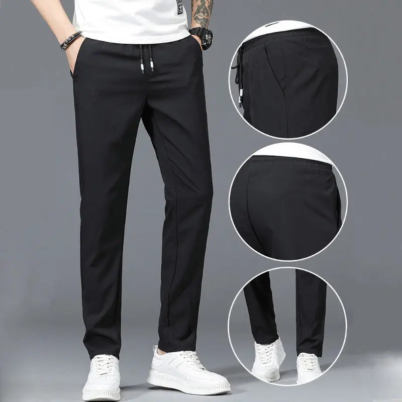 New Ice Silk Pants Men's Loose Straight