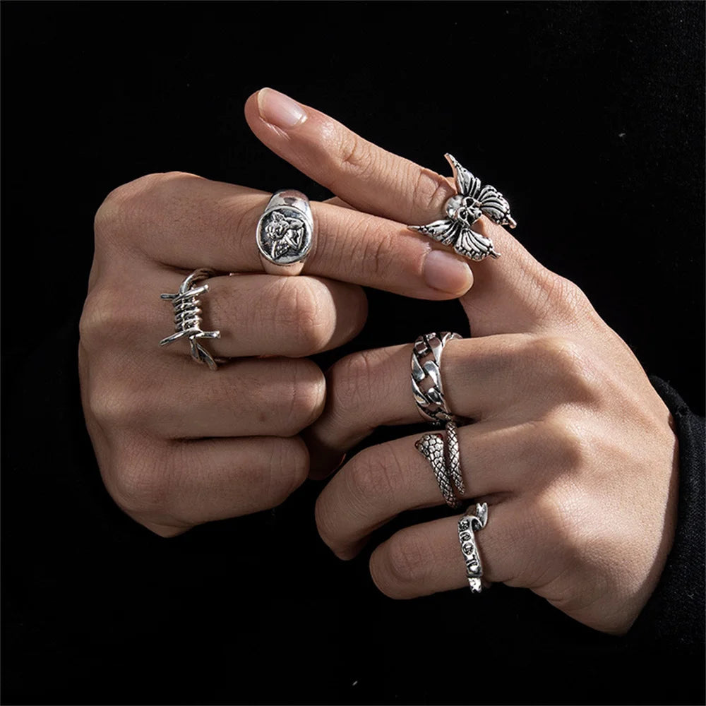 Gothic Skeleton Unisex Ring Set