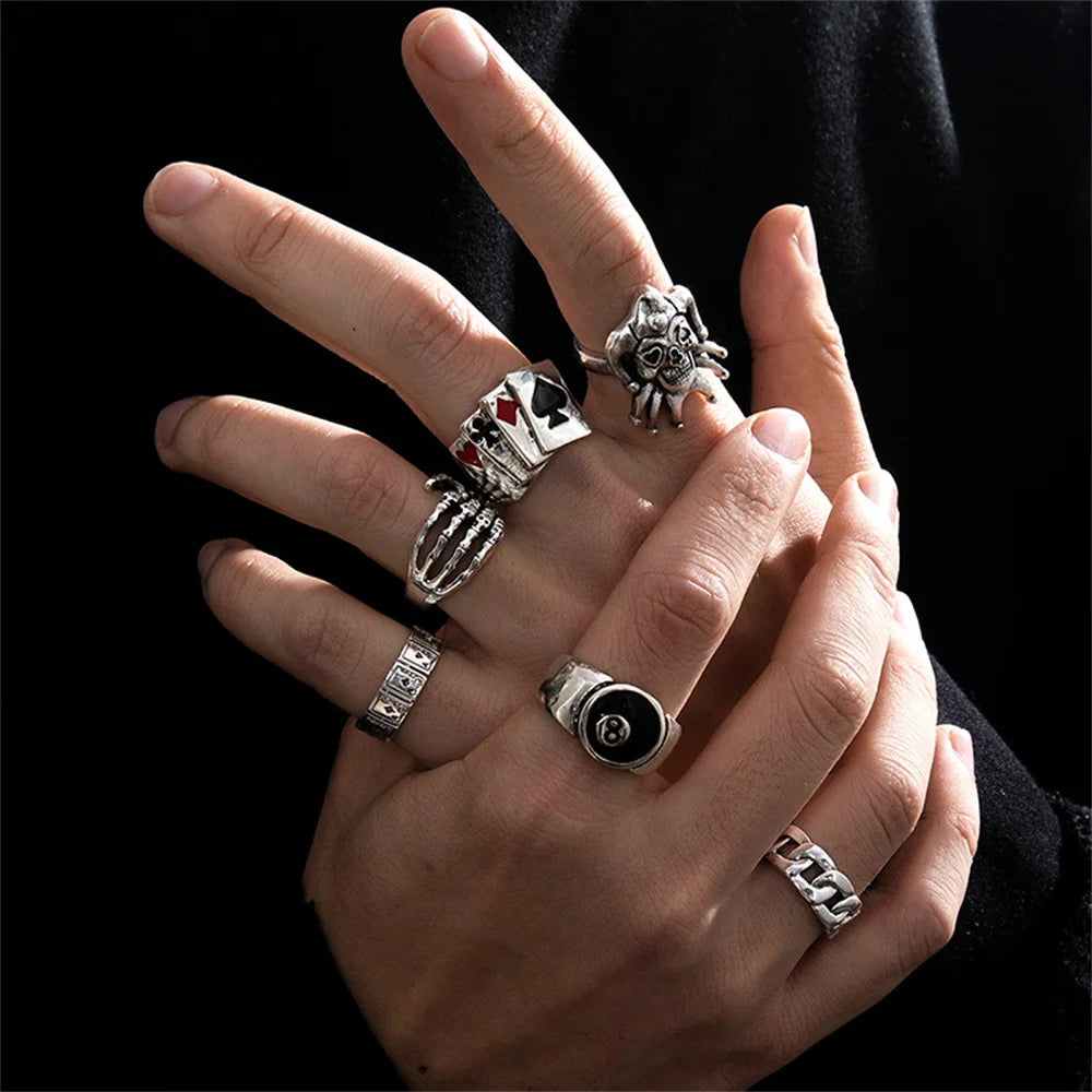 Gothic Skeleton Unisex Ring Set