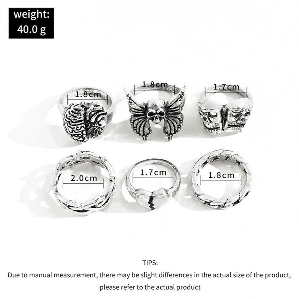 Gothic Skeleton Unisex Ring Set