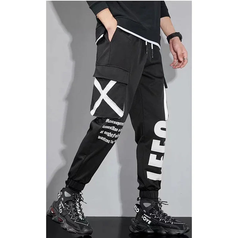 Male Slim Fit Spring Cargo Pants Multi-Pockets Trouser